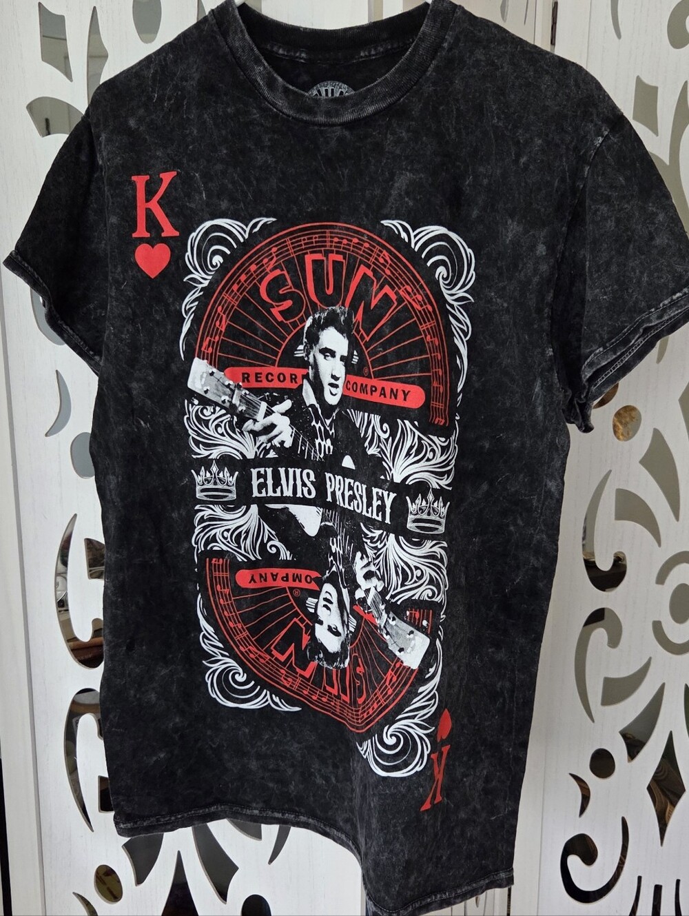 Elvis Presley Sun Records Graphic T Shirt Black Mineral Wash Mens Medium NWOT
